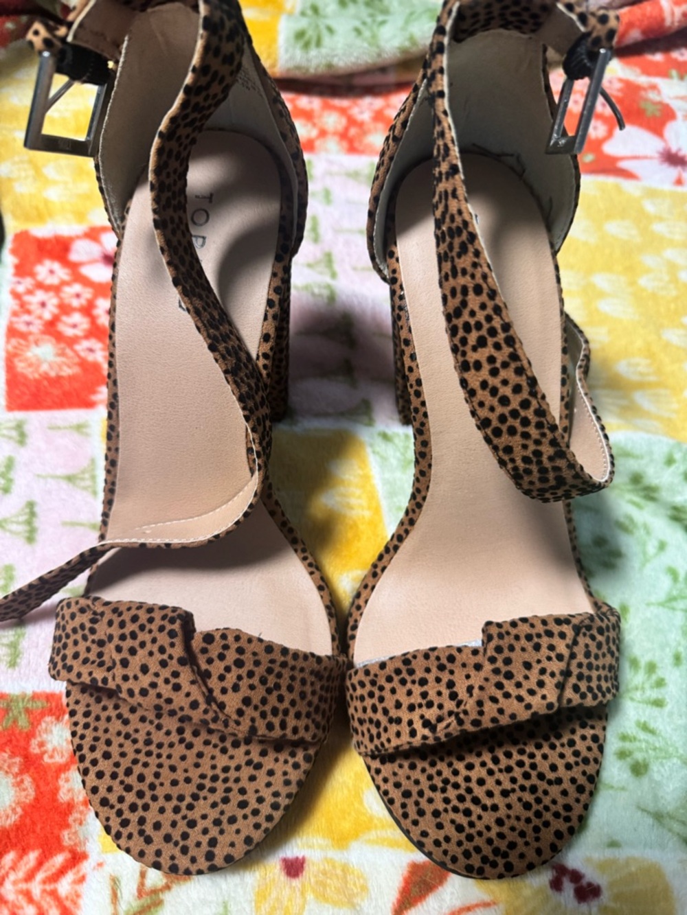 Torrid Leopard Spot Ankle-Strap Heels in Brown and Black
